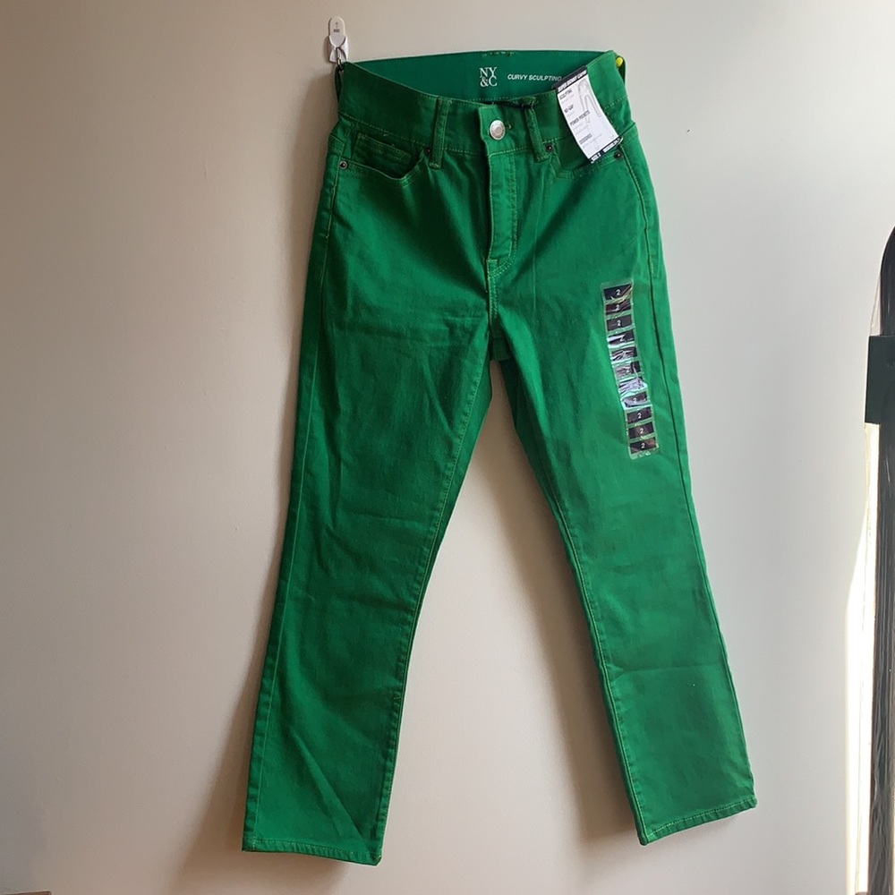 NWT NY&C Curvy Sculpting MYA Green Pants size 2